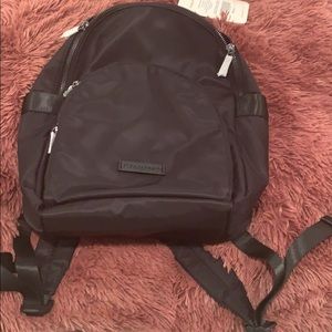 Black satin small backpack